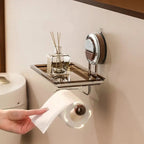 Stainless Steel Toilet Paper Holder with Suction Mechanism – No Drilling