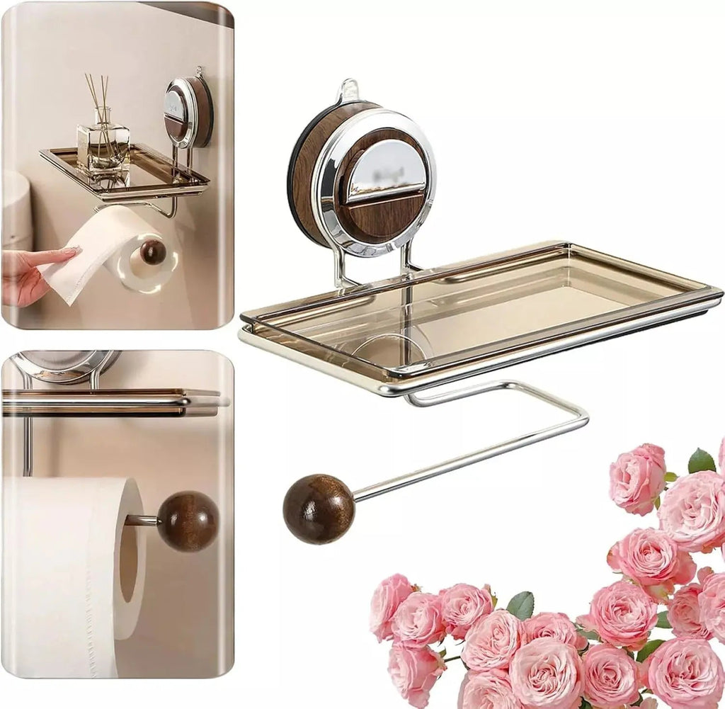 Stainless Steel Toilet Paper Holder with Suction Mechanism – No Drilling