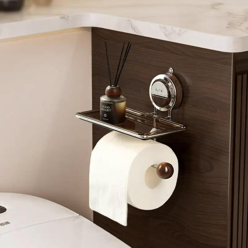 Stainless Steel Toilet Paper Holder with Suction Mechanism – No Drilling