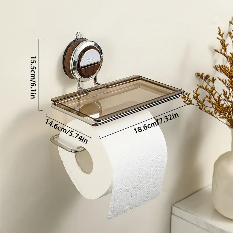 Stainless Steel Toilet Paper Holder with Suction Mechanism – No Drilling