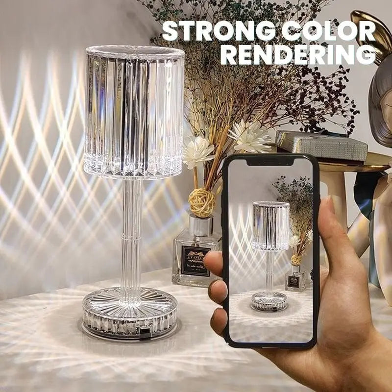 Touch crystal lamp - 3-level dimmable light colors with elegant diamond cut!
