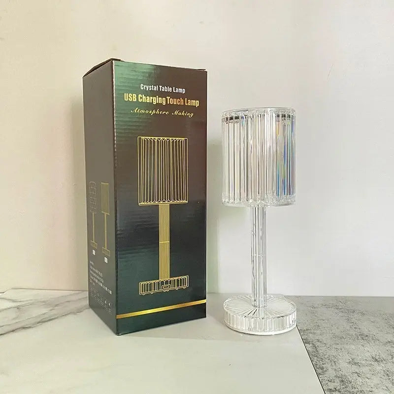 Touch crystal lamp - 3-level dimmable light colors with elegant diamond cut!
