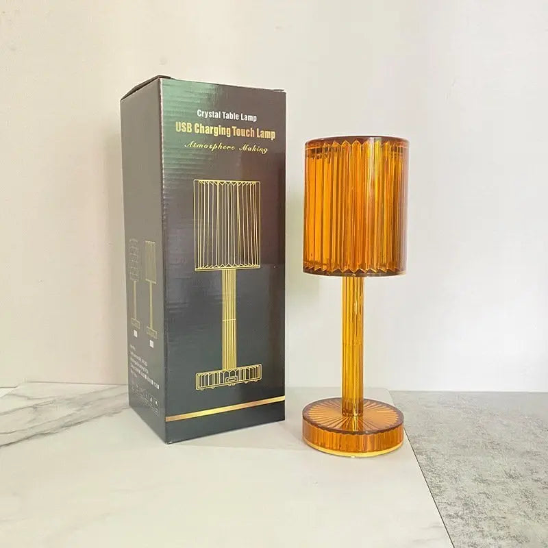 Touch crystal lamp - 3-level dimmable light colors with elegant diamond cut!