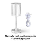 Touch crystal lamp - 3-level dimmable light colors with elegant diamond cut!