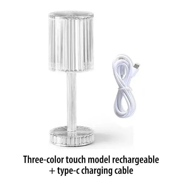 Touch crystal lamp - 3-level dimmable light colors with elegant diamond cut!