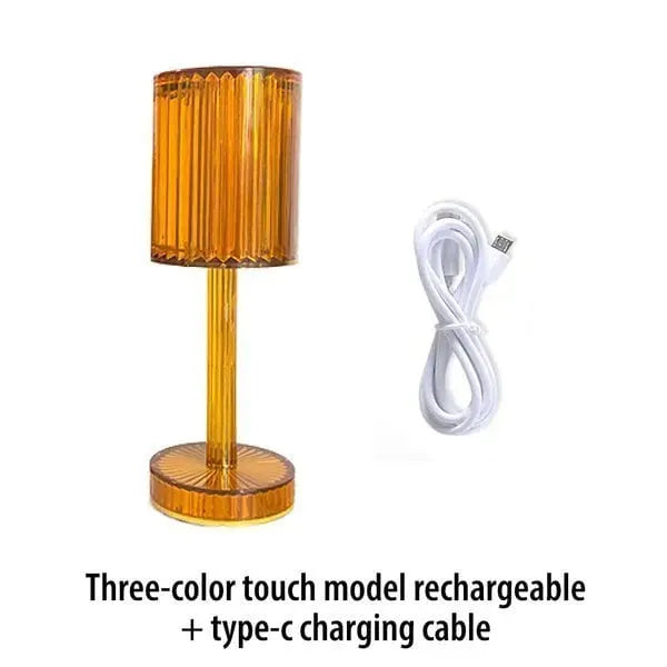 Touch crystal lamp - 3-level dimmable light colors with elegant diamond cut!