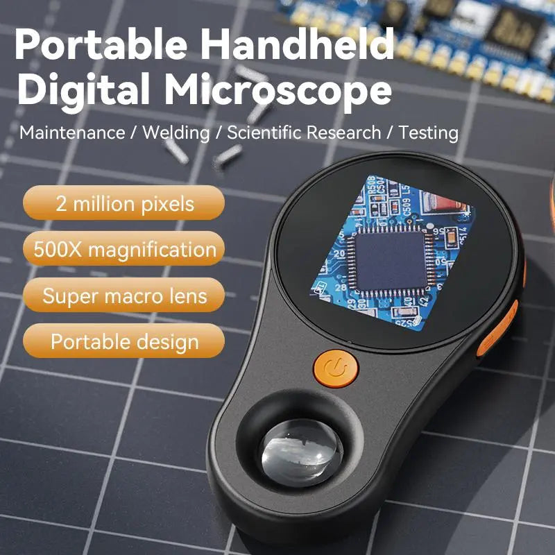 Portable Digital Handheld Magnifier with 500x Magnification & 2" LCD