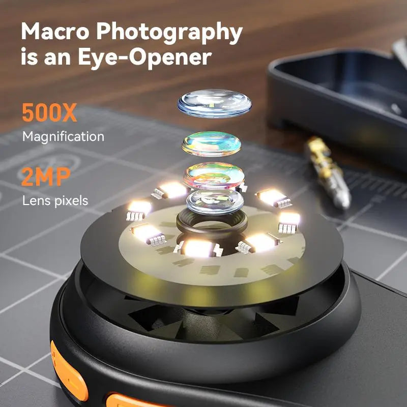 Portable Digital Handheld Magnifier with 500x Magnification & 2" LCD