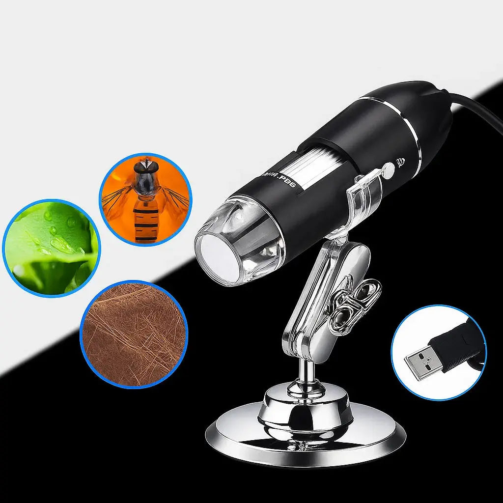 Portable digital camera microscope with 1600x zoom