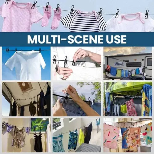 Portable Clothesline with Clips – Ideal for Travel, Camping & Balcony