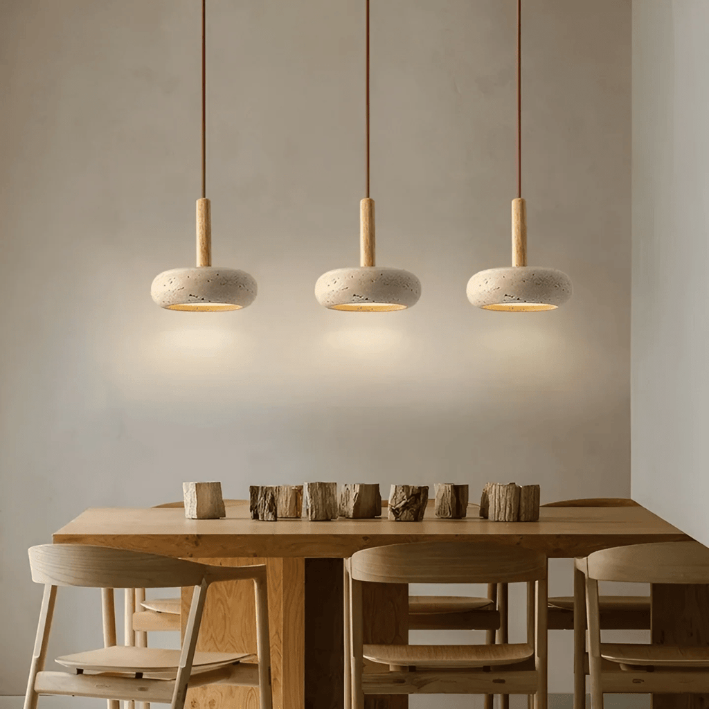 LED Retro Ceiling Light made of Stone & Wood