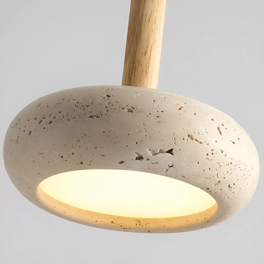 LED Retro Ceiling Light made of Stone & Wood