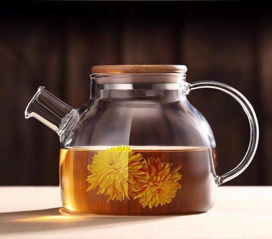 Transparent borosilicate glass teapot