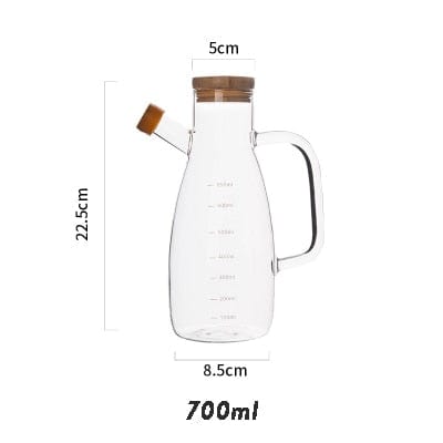 Transparent glass oil bottle with handle