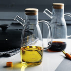 Transparent glass oil bottle with handle
