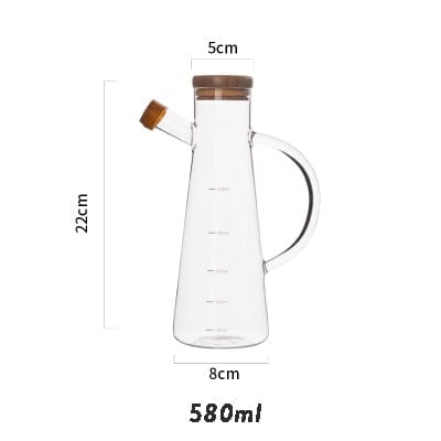 Transparent glass oil bottle with handle