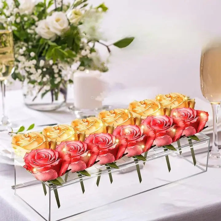 Transparent Acrylic Flower Vase – 16-Hole Design