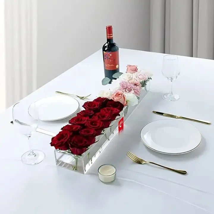 Transparent Acrylic Flower Vase – 16-Hole Design