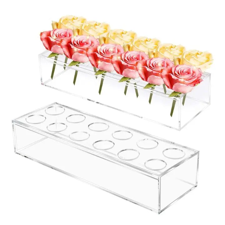 Transparent Acrylic Flower Vase – 16-Hole Design