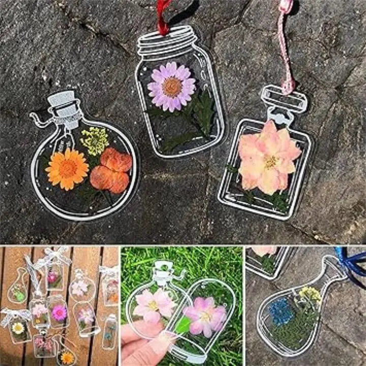 Transparent Flower Bookmarks – 80-piece DIY Set