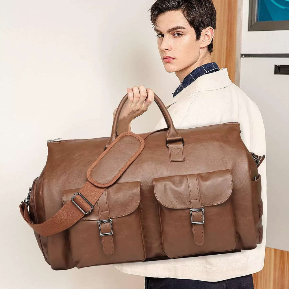 Travel Duffel Bag Leather Carry On Luggage