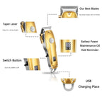 Cordless hair trimmer with LED status display for precise styling