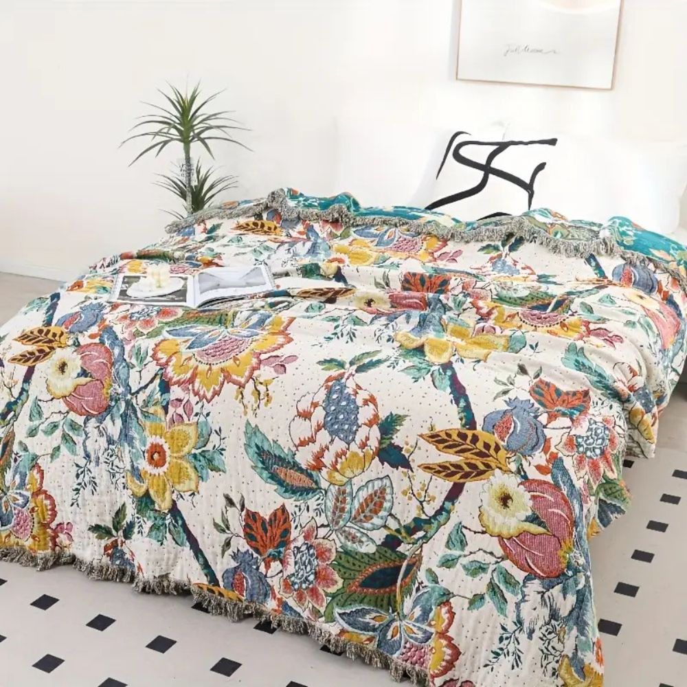 Tropical Whisper Reversible Cotton Blanket