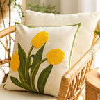 Embroidered tulip cushion cover