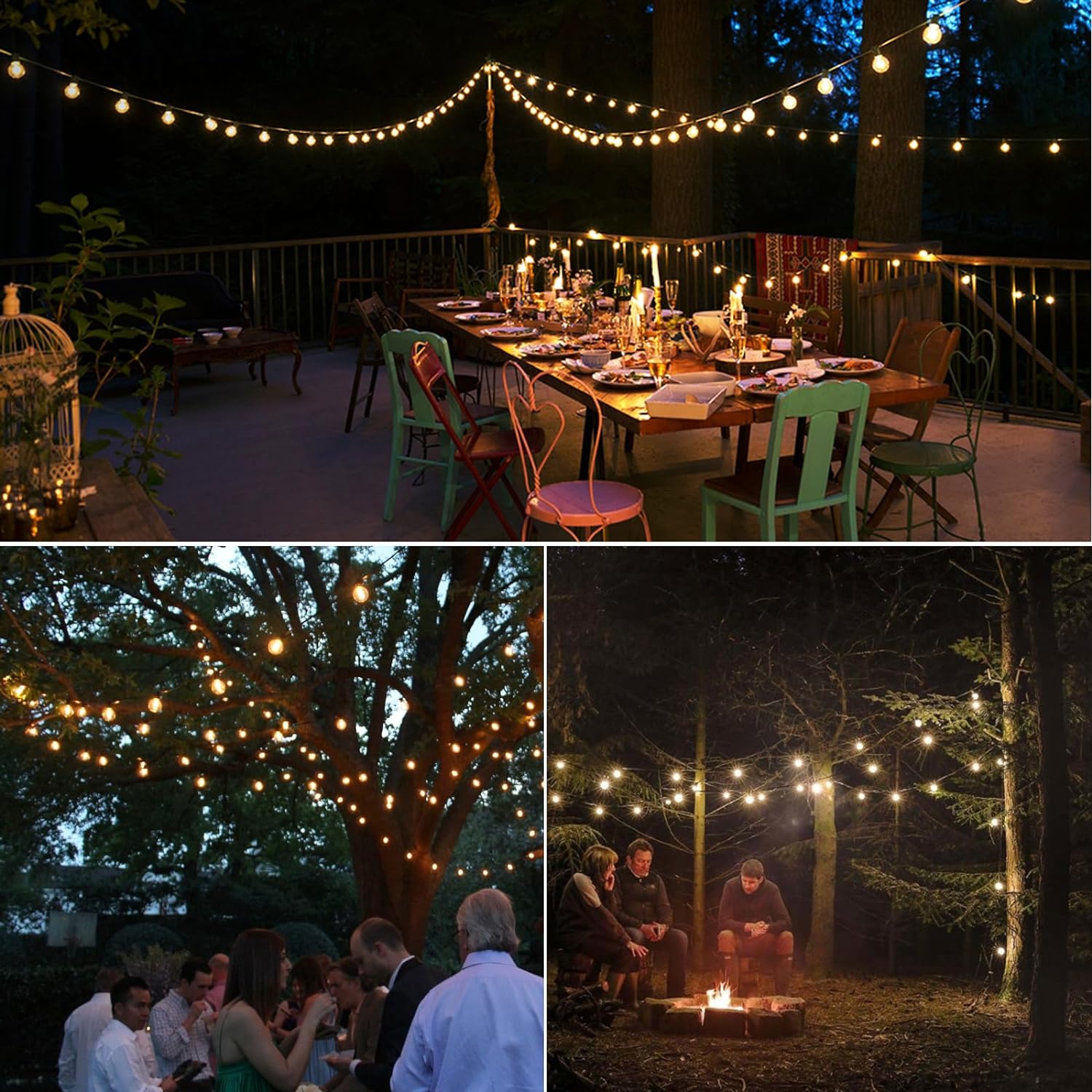 TwinkleTrail waterproof LED light chain for Outdoor with Warm Glow