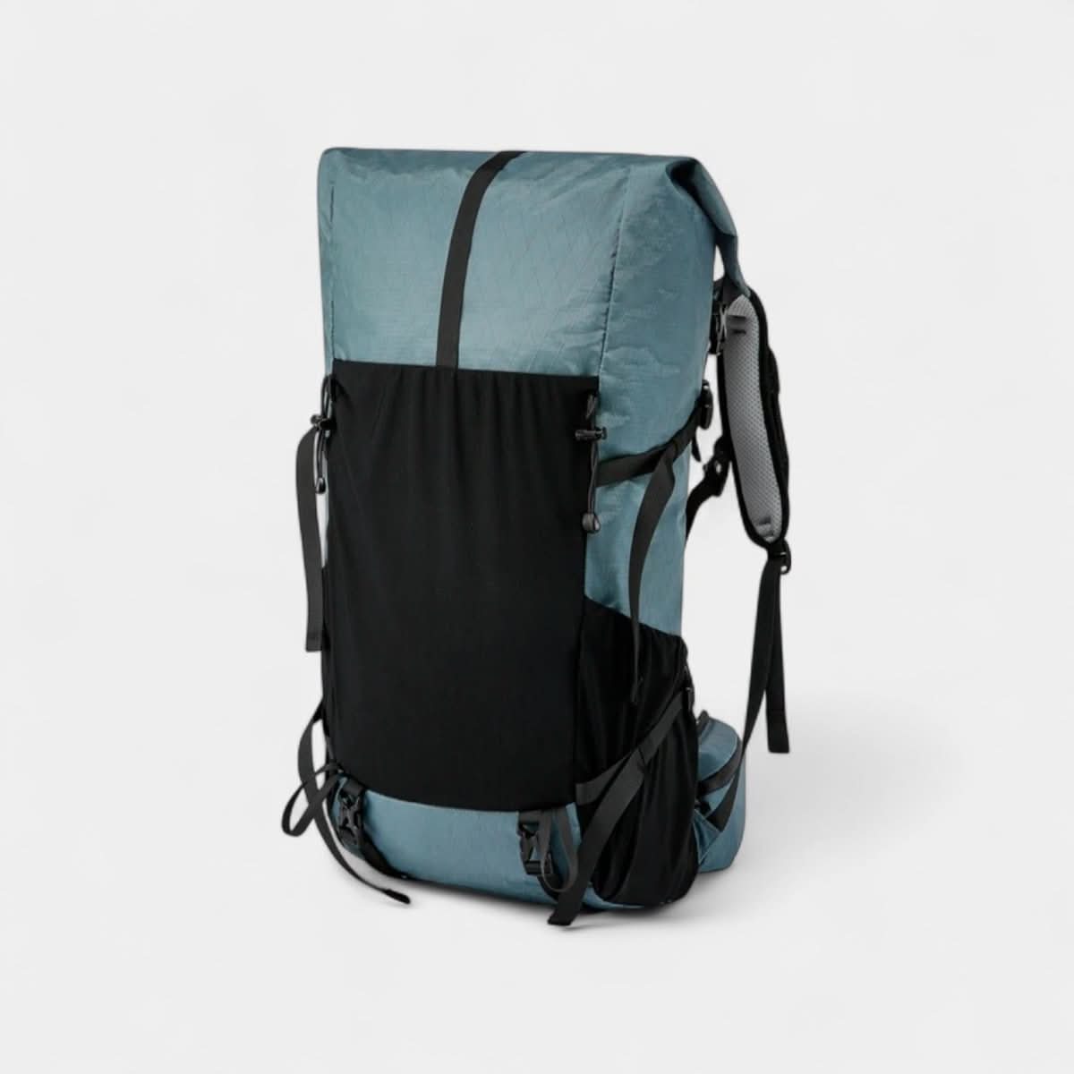 Ultralight 50L adventure backpack with rolltop and ripstop nylon