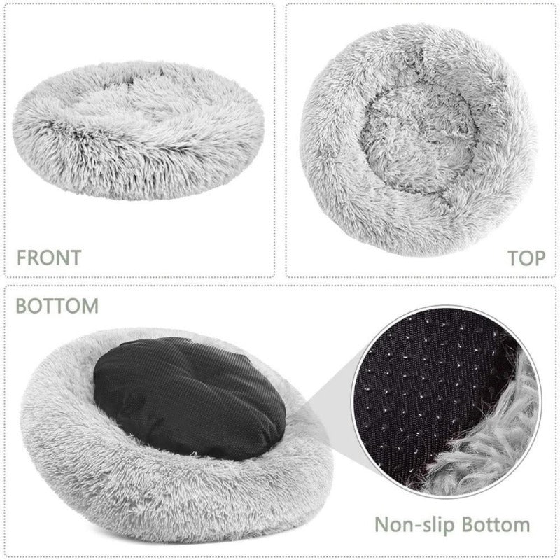 Beef Plush Calming Donut Dog Bed for Small to Large Dogs