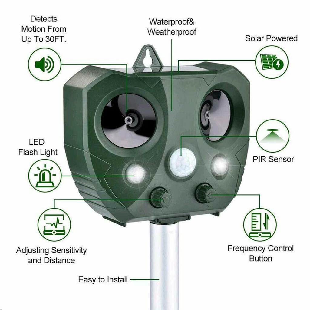 Effective Pest Repeller – Solar Ultrasonic Animal Deterrent for Garden