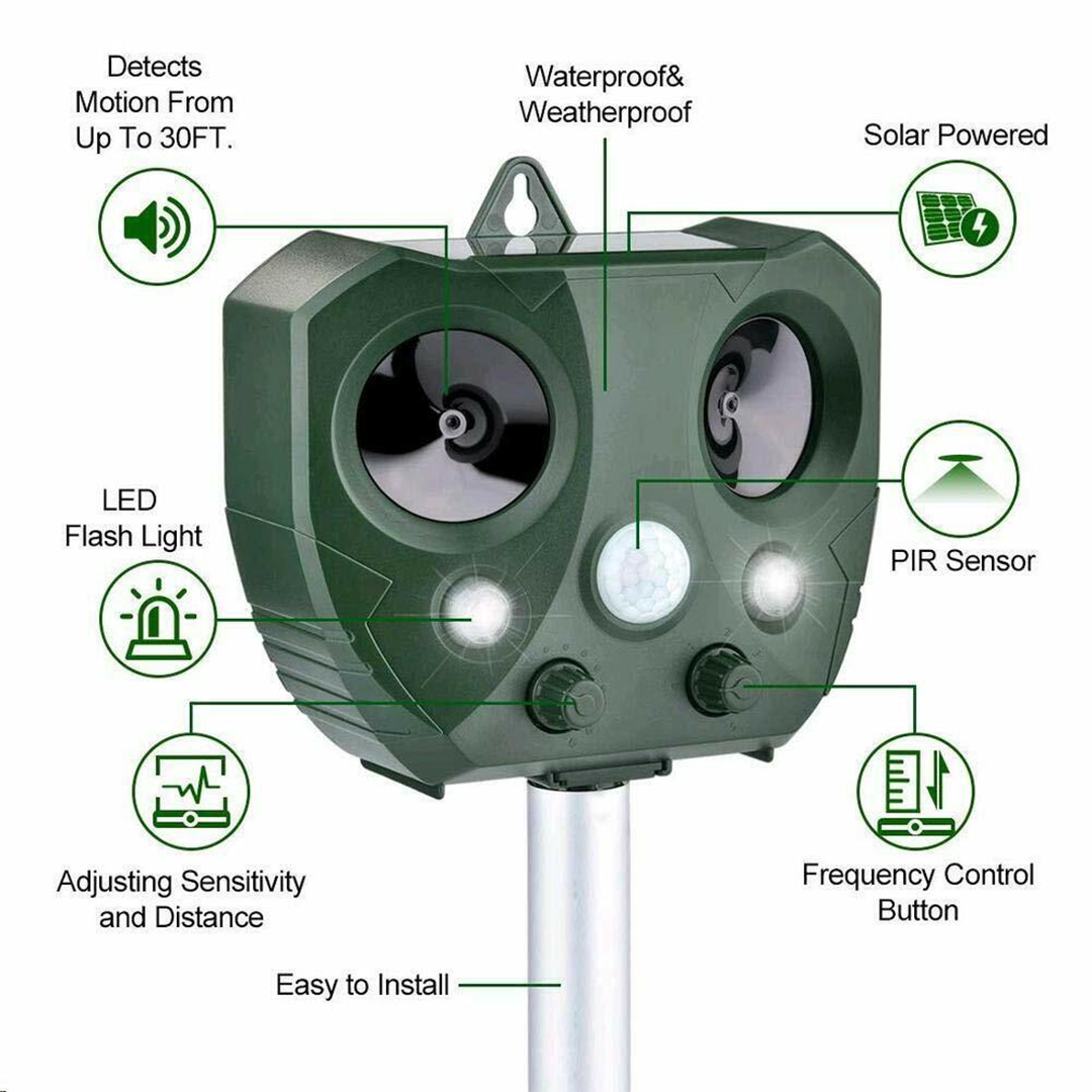 Effective Pest Repeller – Solar Ultrasonic Animal Deterrent for Garden