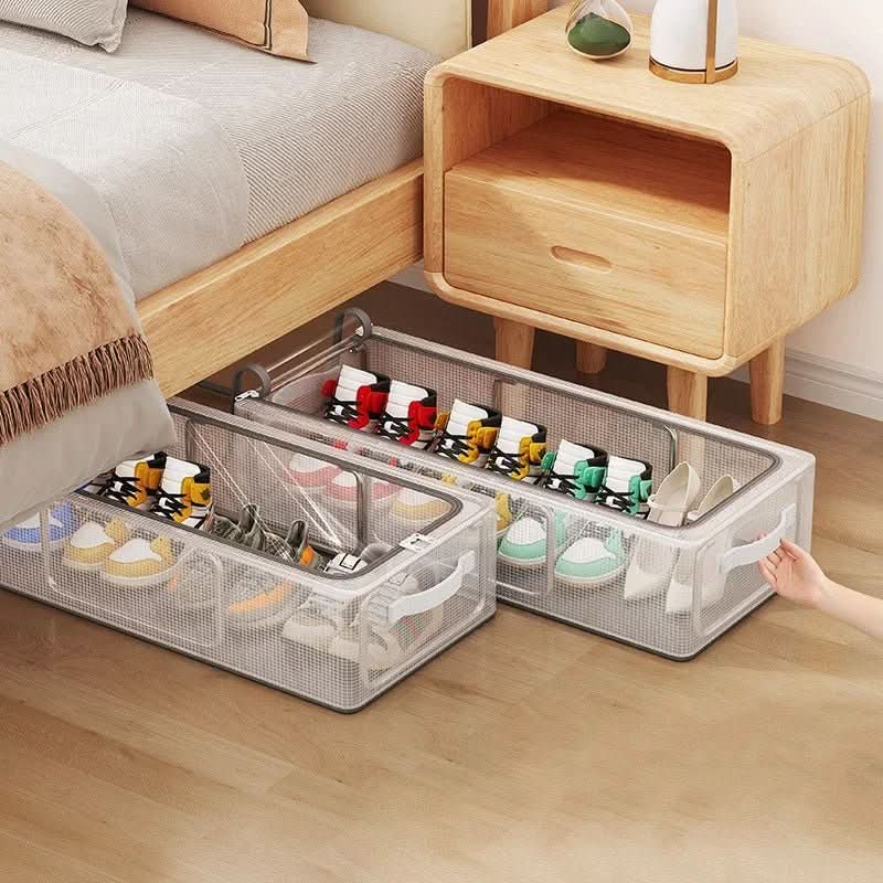 Stackable shoe box with window, ventilation & waterproof protection