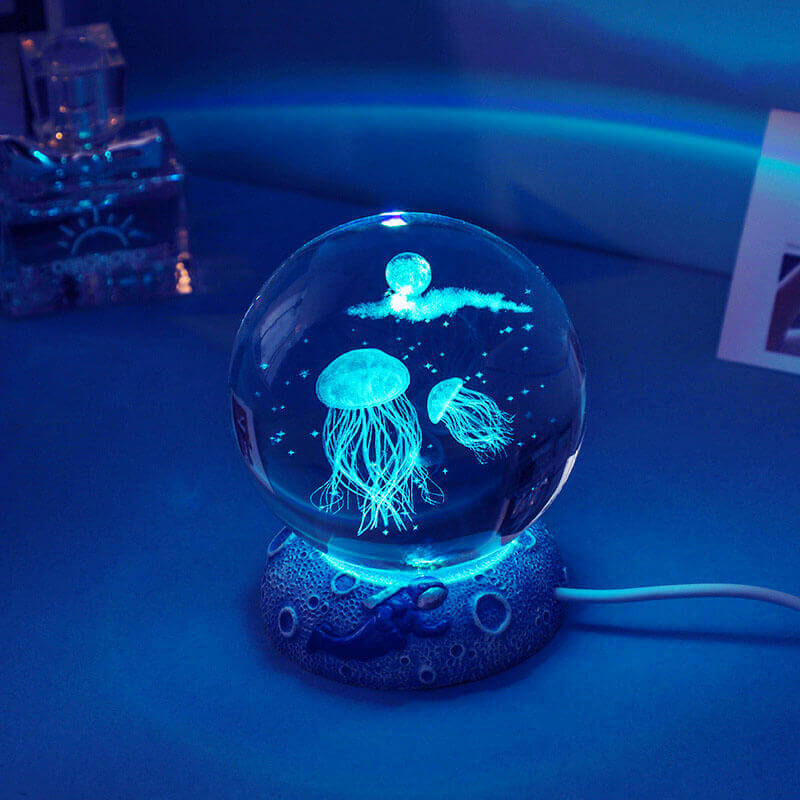 AquaGlobe Crystal Ball Night Light | Underwater World LED Lamp | Mood Light & Decor for Home