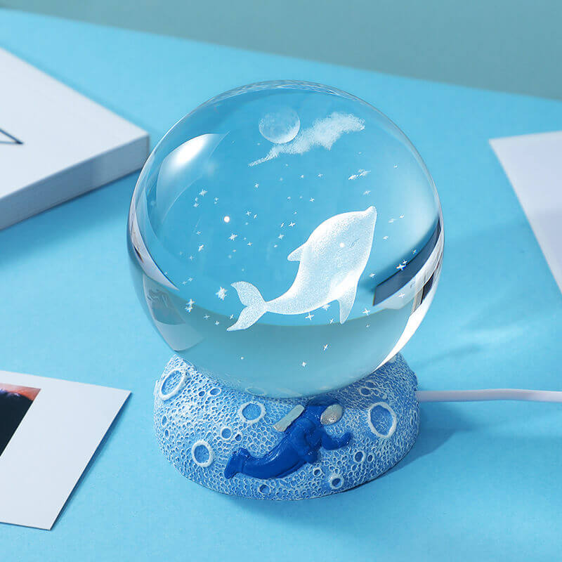 AquaGlobe Crystal Ball Night Light | Underwater World LED Lamp | Mood Light & Decor for Home