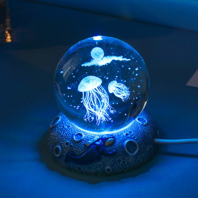 AquaGlobe Crystal Ball Night Light | Underwater World LED Lamp | Mood Light & Decor for Home