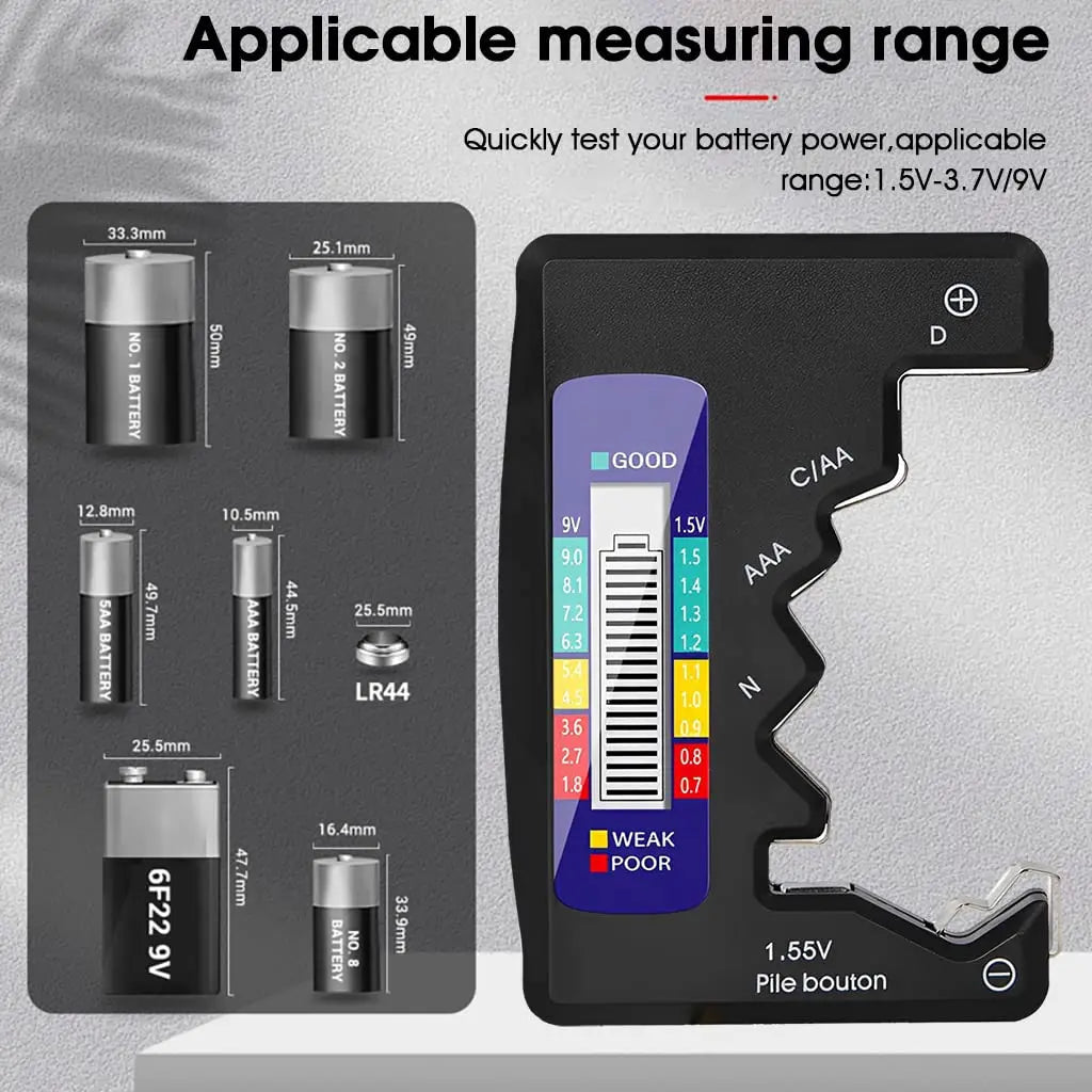Universal Battery Tester – Quick Test for AA, AAA, 9V & Button Cells