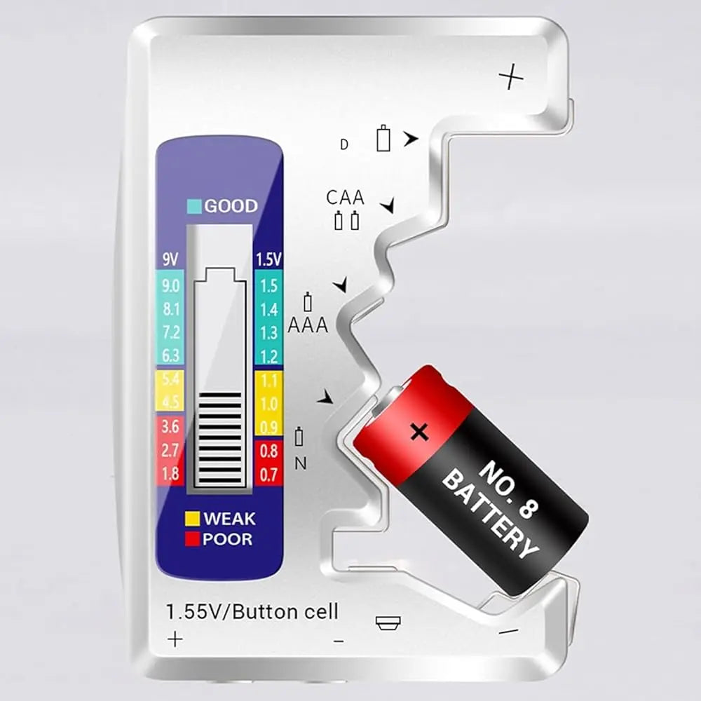 Universal Battery Tester – Quick Test for AA, AAA, 9V & Button Cells