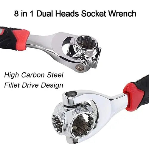 Universal ratchet 8-in-1 – change size without tool change