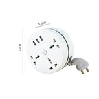 Universal power strip with retractable cable & USB ports