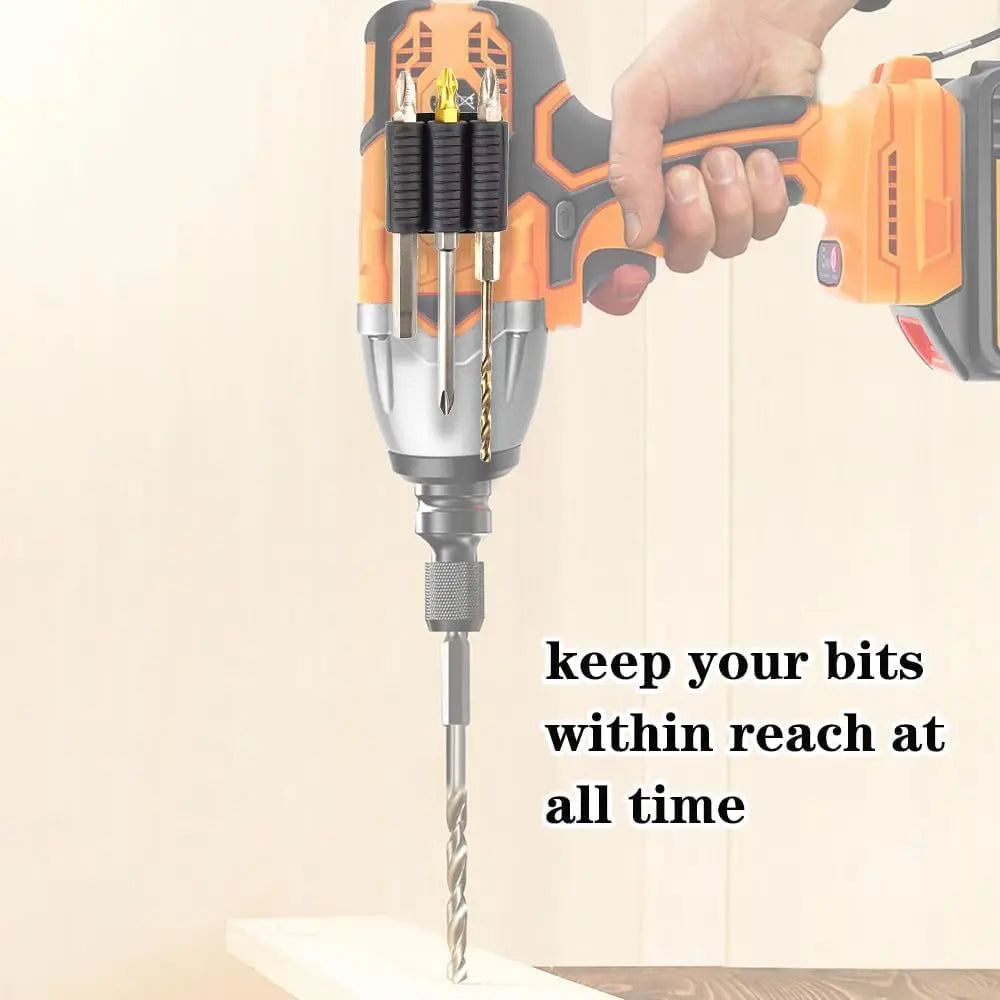 Universal self-adhesive drill holder – secure bit storage with strong hold