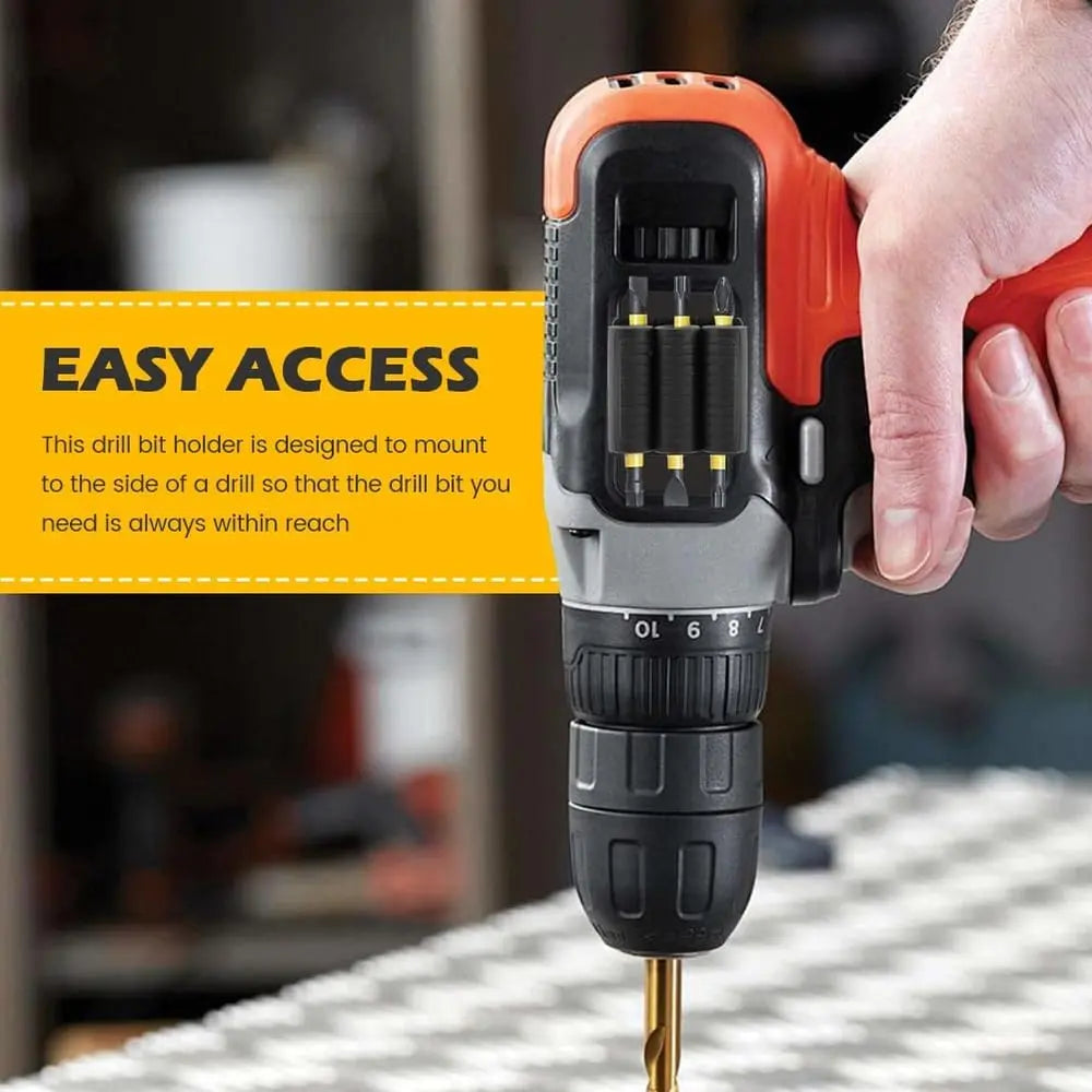 Universal self-adhesive drill holder – secure bit storage with strong hold