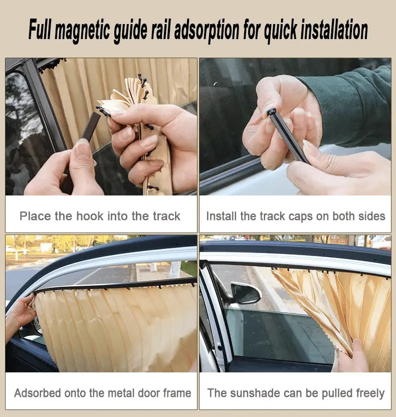Universal sunshade for car windows with magnetic attachment and UV pRedection