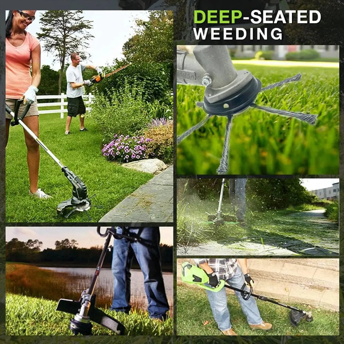 Remove weeds like a pro – with the 6-inch steel brush head