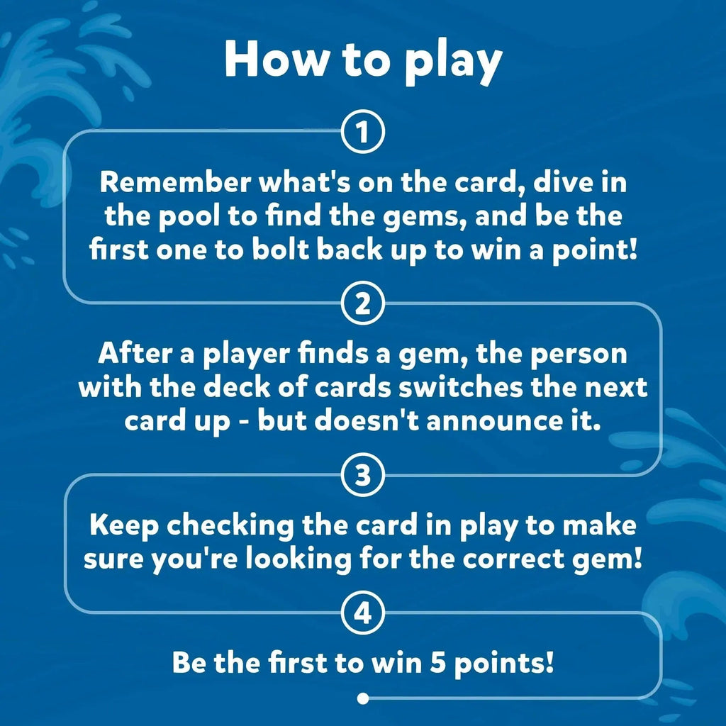 Underwater Pool Treasure Hunt game with waterproof gems and cards