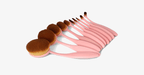 10-piece set of oval brushes in soft pink
