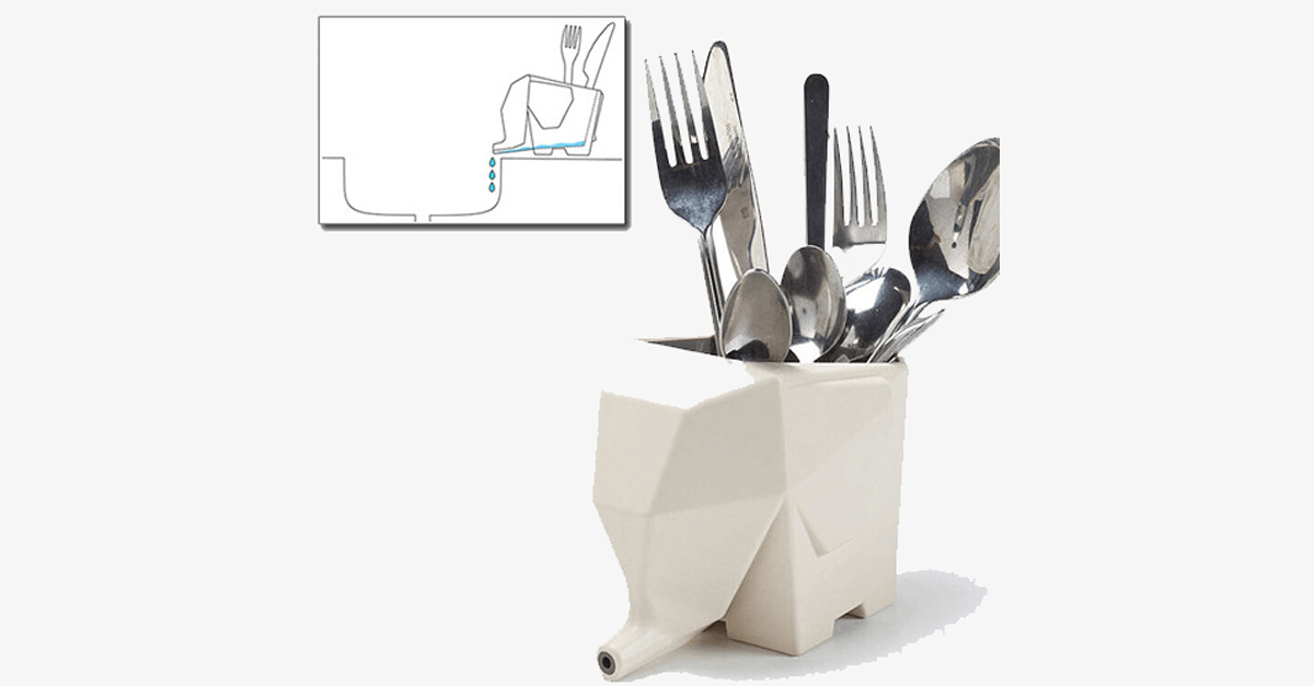 Elephant Cutlery Tray - Quickly and easily remove excess water!