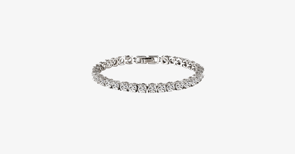 Diamond Eternity Bracelet in Silver Color - Round Cut Diamond Zircon Stones - Let You Look Stunning