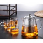 Teekanne Claritéa | Borosilicate glass | With stainless steel filter & wooden lid | Heat resistant & dishwasher safe